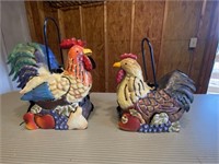 tin rooster candle holders