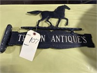 Metal "Trojan Antiques" Horse Sign