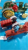 (3) Cast Iron Articles, (2 Tractors, Fire Engine)