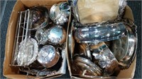 (2) Boxes Silverplated Items