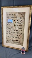 Framed Page From Actual Altar Book Latin Masses