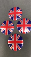 4 British Round Metal Stickers