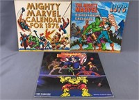 3 Vintage Mighty Marvel Calendars 1975 / 76/ 89