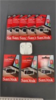 New Sandisk Usb Flash Drives & Apple Earbuds