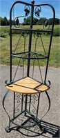 d2)  Corner stand with wine rack. 74"tall x 18".