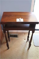 Vintage Solid Wood Book Table on Casters