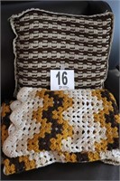 Hand Made Afghan & Pillow (R1)