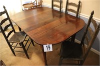 Vintage Solid Wood Dining Room Table with (4)
