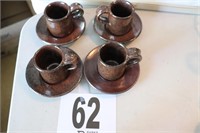 Pottery Cups & Saucers (Signed on Bottom) (R1)