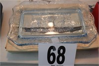 Light Blue Glass Bread Plate/Tray (R1)