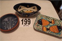Pottery Tray & (2) Bowls (R3)