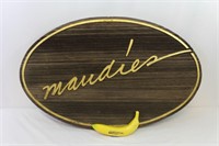 Carved "Maudie's" Store Sign