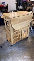 Foldable Wood 3 Piece Table/ Kitchen Island Set