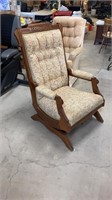 Vintage Wood And Upholstered Rocking Chair