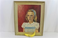 Orig. Vtg. Portrait of Young Girl Painting Signed
