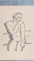 German expressionist nude woodcut print