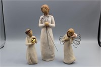 3 Pcs. 2004 Willow Tree Wooden Figurines