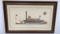 Framed print of the riverboat Marieville 1884