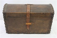 Small Vintage Wood & Leather Chest