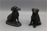 2 Pcs. Metal & Ceramic Small Dog Figures