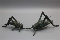 Pair of Metal Grasshopper Figurines