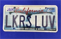 California license plate 6" x 12”