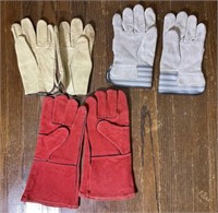 Lot of work gloves assorted sizes 13", 10", 9 1/2"