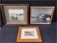 3 framed steam boats photos box lot