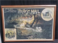 Framed lithograph "The Fast Mail"