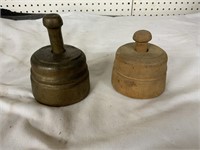 2 WOODEN BUTTER MOLDS