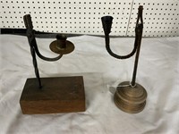 2 EARLY CANDLESTICK HOLDERS