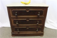Antique Mahogany 3-Drawer Chest w/Marble Top
