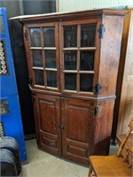 Heavy Antique 4-Door Corner Hutch