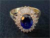 10k Gold Sapphire & Diamond Ring