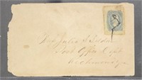 Confederate States #11 on cover to Miss Julia Seld