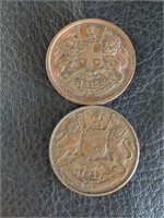 East India Co. Coins 1835 & 1845