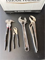 Pliers & Pipe Wrench Box Lot