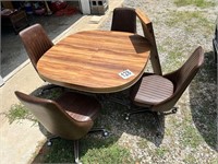 Retro Table & 4 Chairs on Casters with Leaf