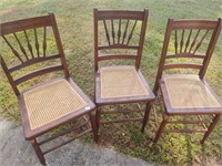 set of 3 antique cane chairs in good condition