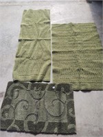 Green rugs, runner, 2x3 rug and kitchen rug