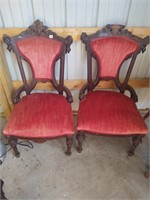 set of 2 Victorian antique dining chairs