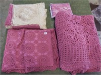 crochet spread & two shams & extra throw full