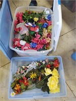 2 totes full of artifical flowers totes included