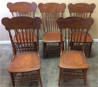 5 VINTAGE MAPLE DINING CHAIRS
