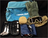 ASSORTED COLLECTIBLES, PANAM BAG, MILITARY