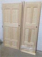 Two Solid Wood Doors - One with Damage As Shown