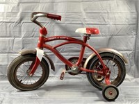 Vintage Red Radio Flyer Bicycle w Training Wheels