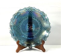 Indiana Carnival Glass Irides. Blue Ruffled Plate