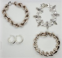 Silvertone Bracelets & Earrings