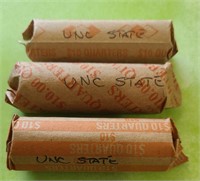 3 Rolls of Unc. State Quarters